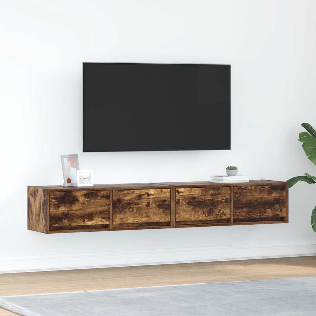 TV Cabinets 2 Pieces Smoked Oak 80x31x25.5 cm Engineered Wood - Tyrell & Tyrell