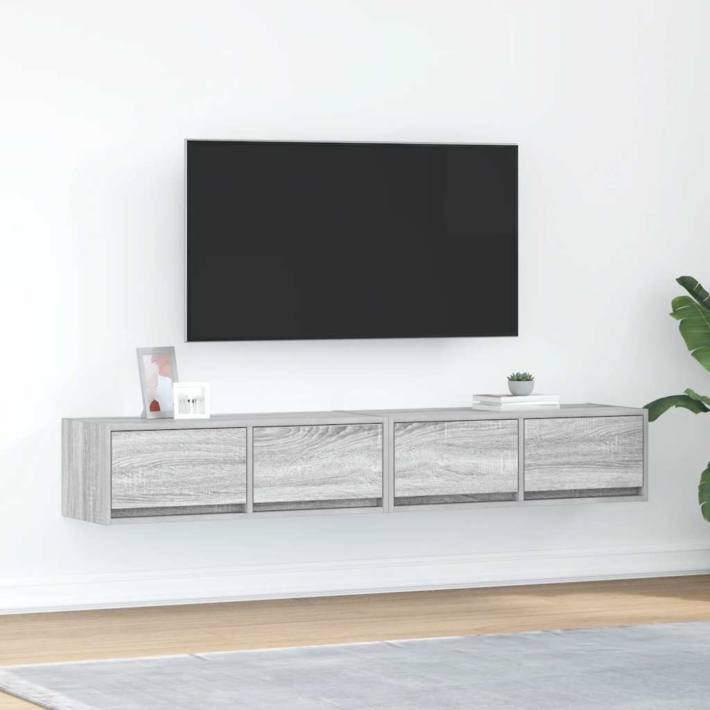 TV Cabinets 2 Pieces Grey Sonoma 80x31x25.5 cm Engineered Wood - Tyrell & Tyrell