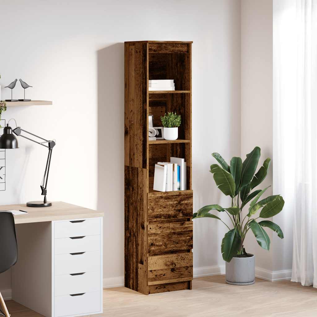 Highboard Old Wood 37.5x35x180 cm Engineered Wood - Design Hut