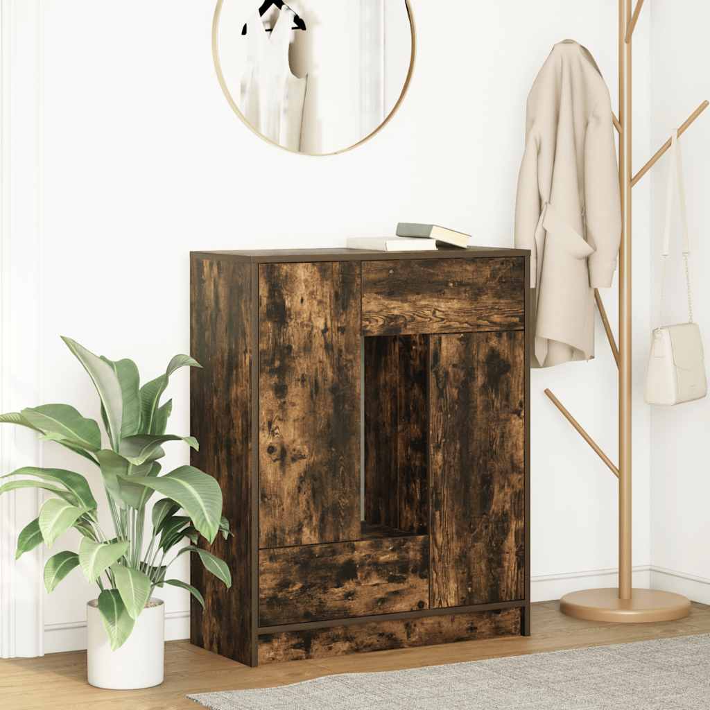 Sideboard with Drawers and Doors Smoked Oak 73x31x90 cm - Decor Base