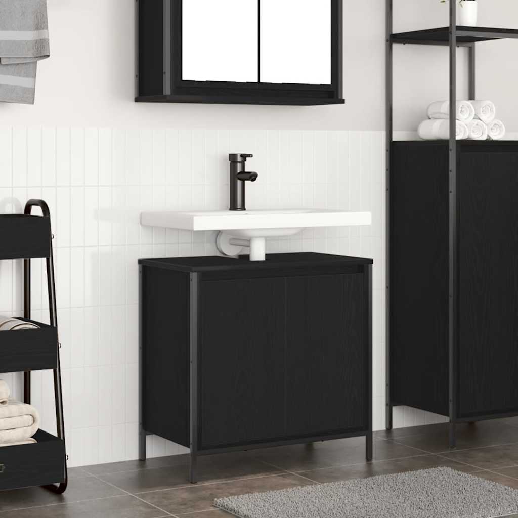 Bathroom Basin Cabinet Black 60x34.5x60 cm - All Things Good