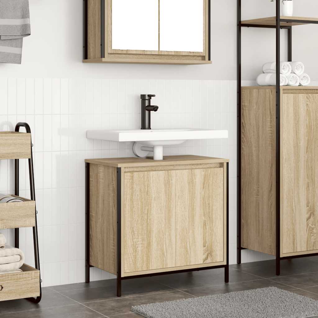 Bathroom Basin Cabinet Sonoma Oak 60x34.5x60 cm - All Things Good