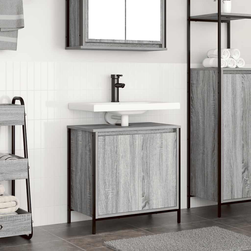 Bathroom Basin Cabinet Grey Sonoma 60x34.5x60 cm - All Things Good