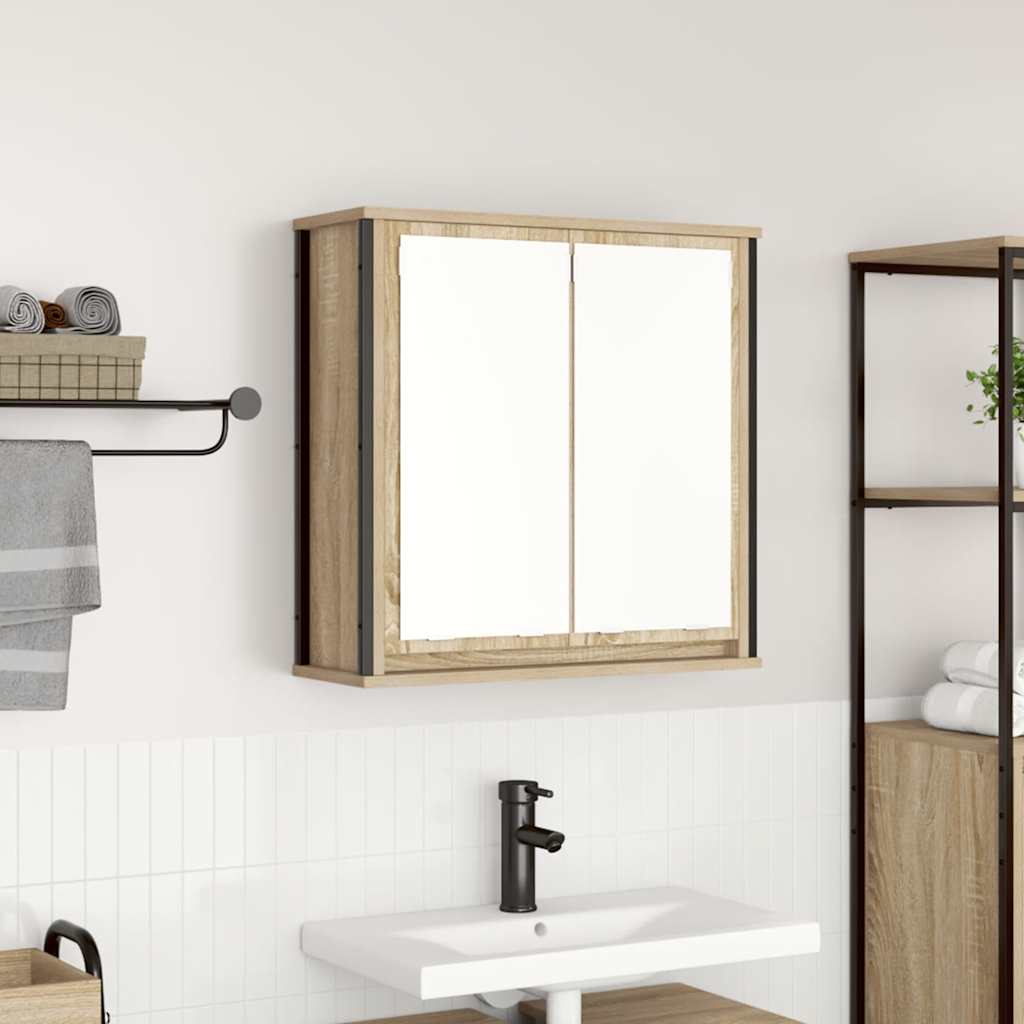 Bathroom Wall Cabinet with Mirror Sonoma Oak 60x21x60 cm - All Things Good