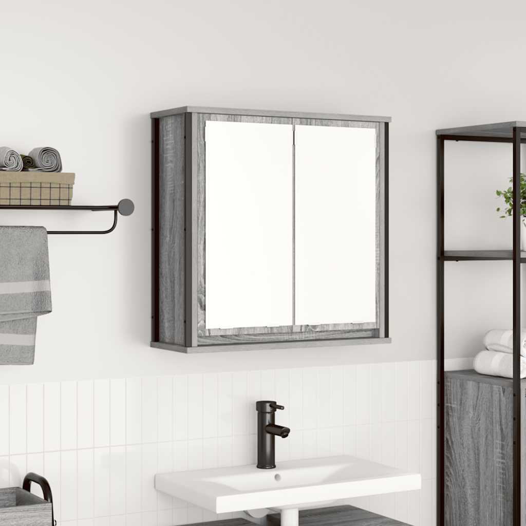 Bathroom Wall Cabinet with Mirror Grey Sonoma 60x21x60 cm - All Things Good