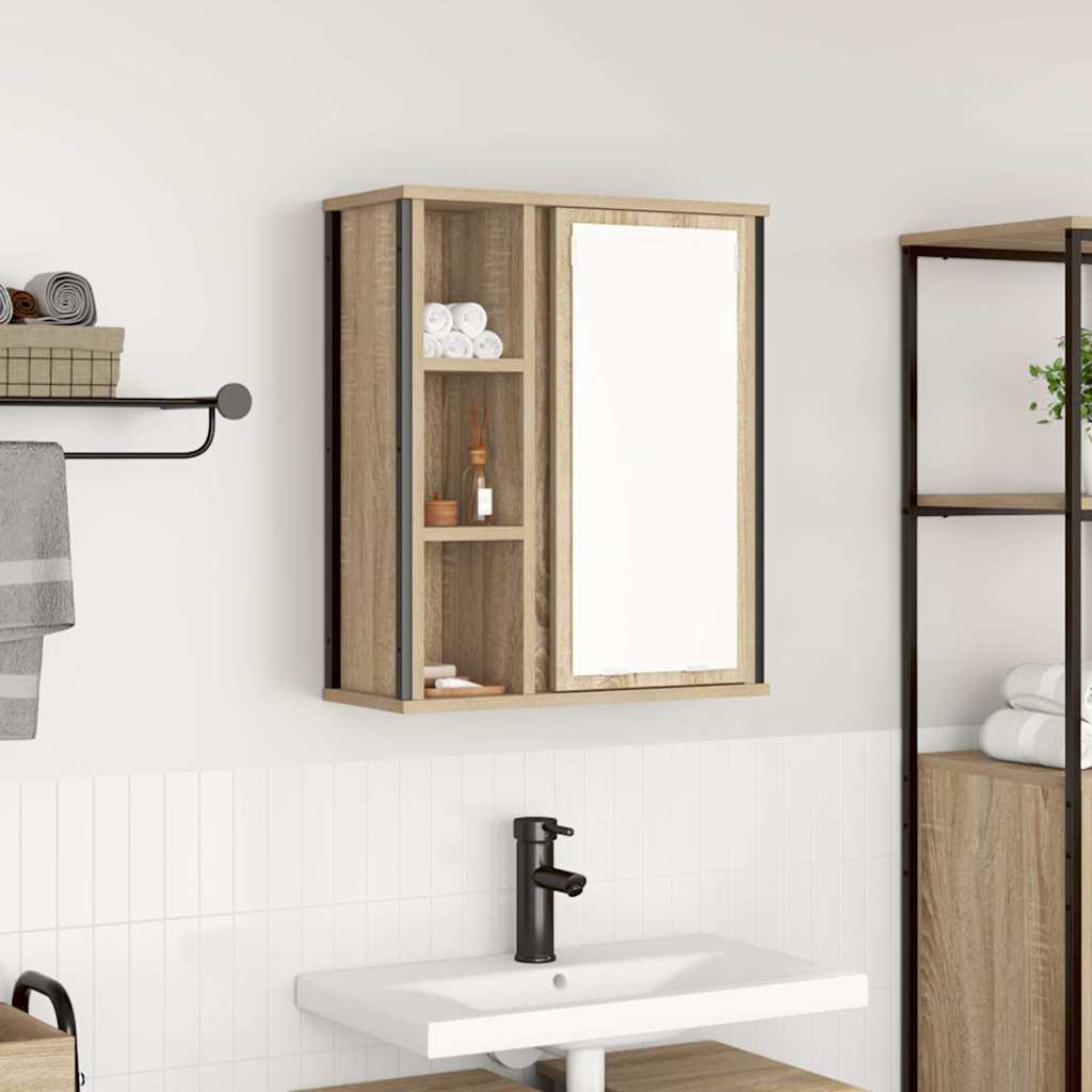 Bathroom Wall Cabinet with Mirror Sonoma Oak 50x21x60 cm - Brittle & Co