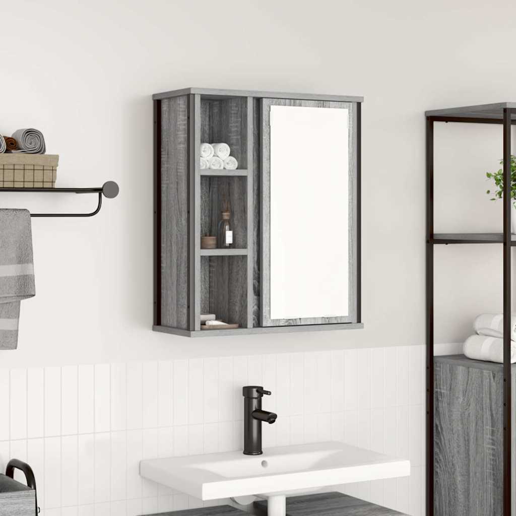 Bathroom Wall Cabinet with Mirror Grey Sonoma 50x21x60 cm - Brittle & Co
