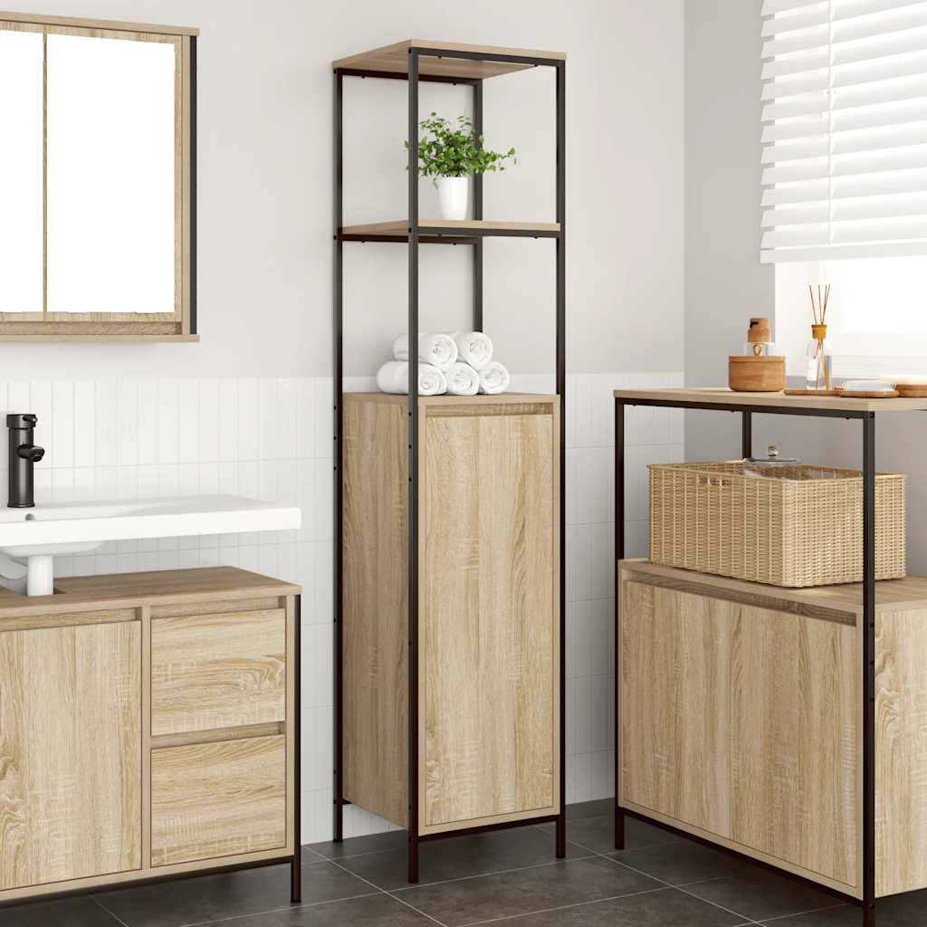 Bathroom Cabinet with Shelves Sonoma Oak 36x35x165 cm - Brittle & Co