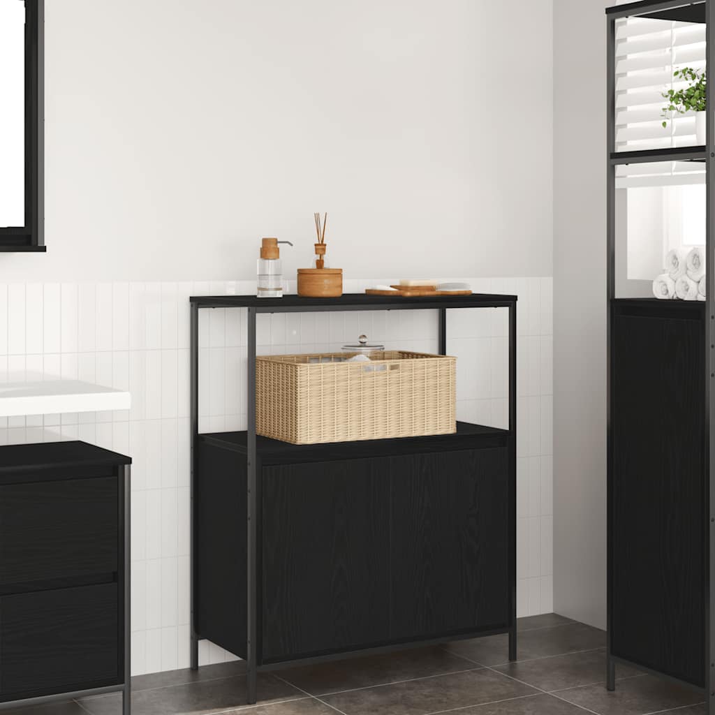 Bathroom Cabinet with Shelves Black Oak 76.5x35x95 cm - Casper Homes