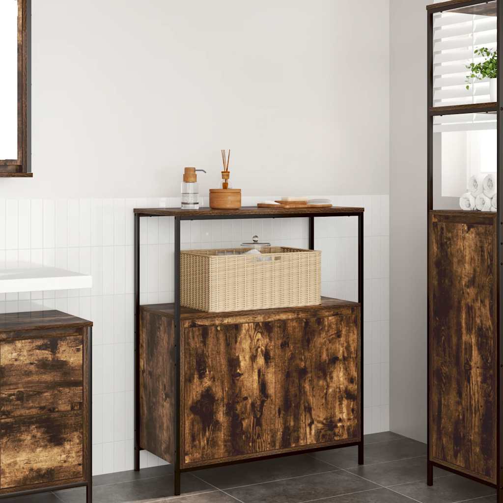 Bathroom Cabinet with Shelves Smoked Oak 76.5x35x95 cm - Casper Homes