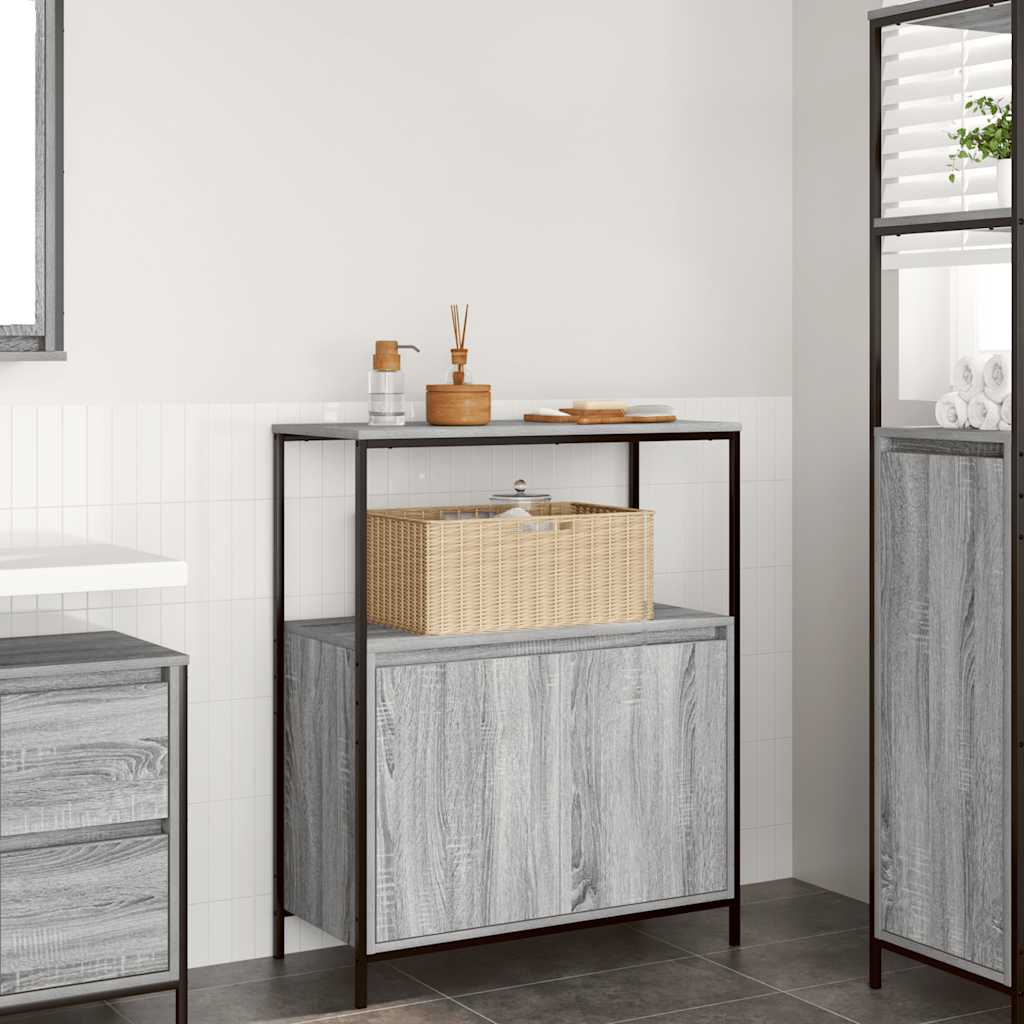 Bathroom Cabinet with Shelves Grey Sonoma 76.5x35x95 cm - Casper Homes