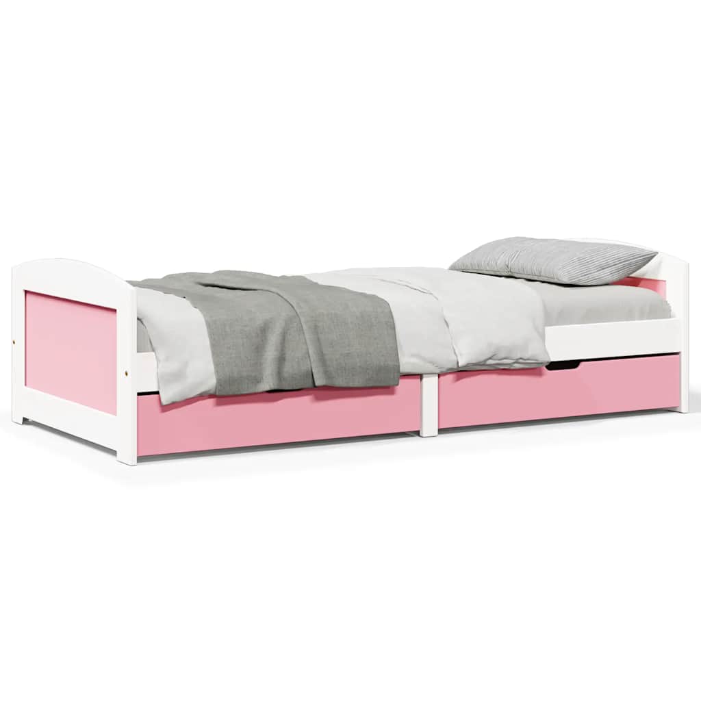 Daybed with 2 Drawers IRUN White and Pink 90x200cm - Merlin Deals