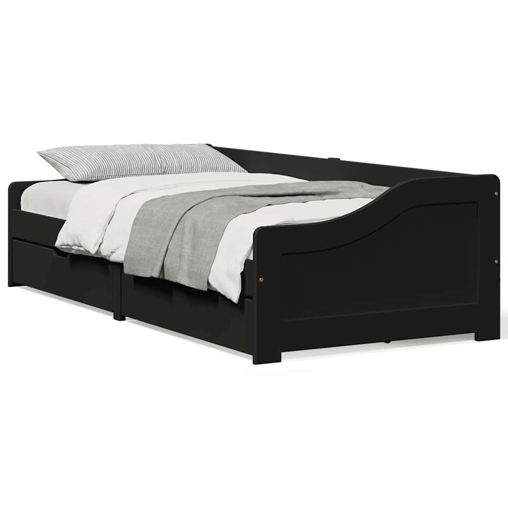 Daybed with 2 Drawers 90x200cm IRUN Black - R and M Furniture