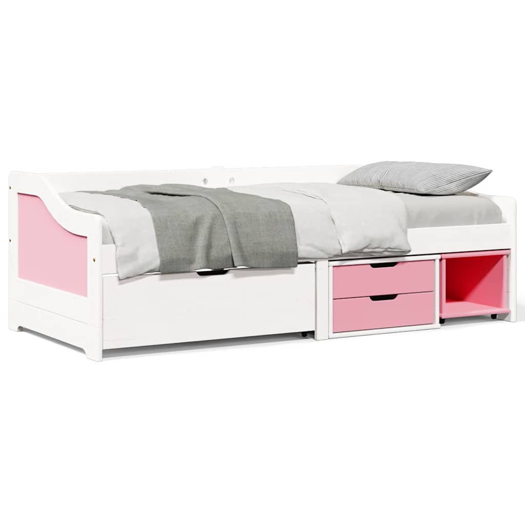 Daybed with 3 Drawers IRUN White and Pink 90x200cm - Style and Chic