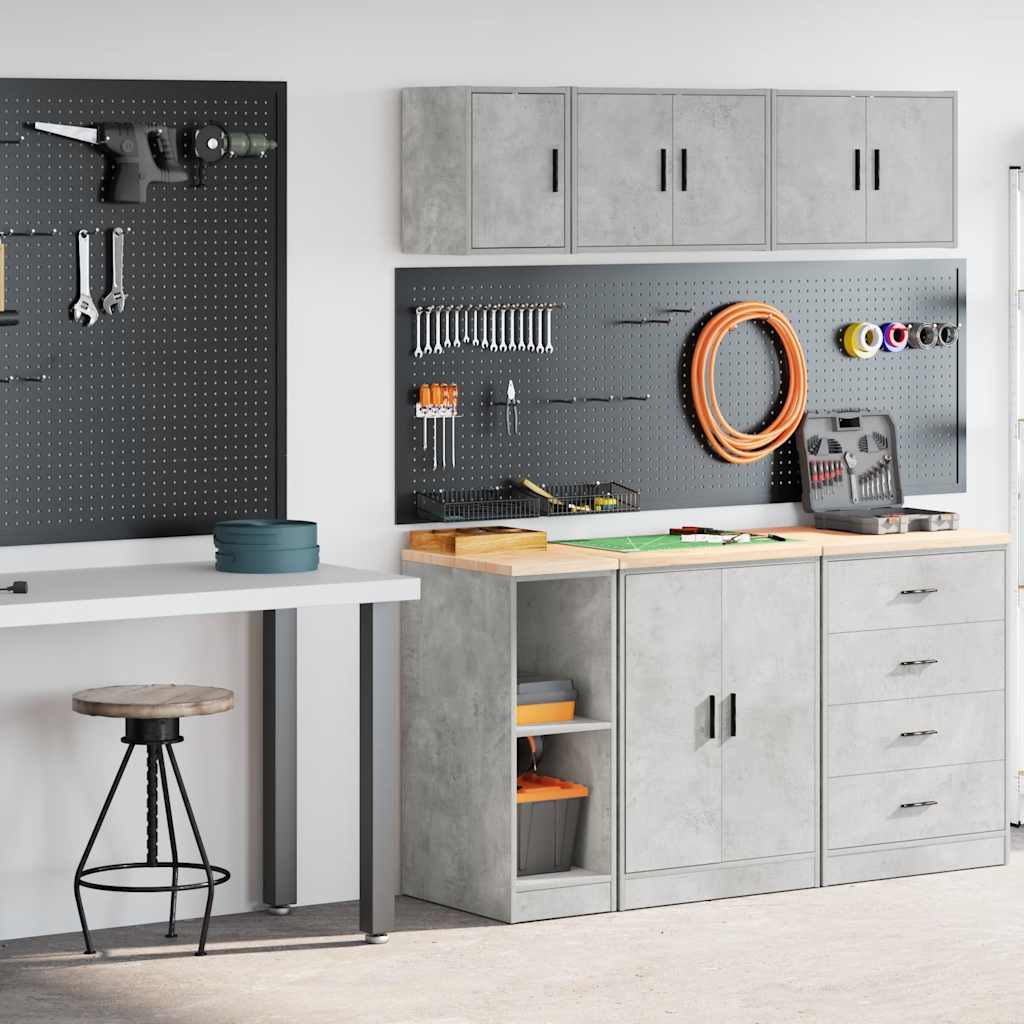 Garage Cabinets 2 pcs Concrete Grey Engineered Wood - Discount Dealers