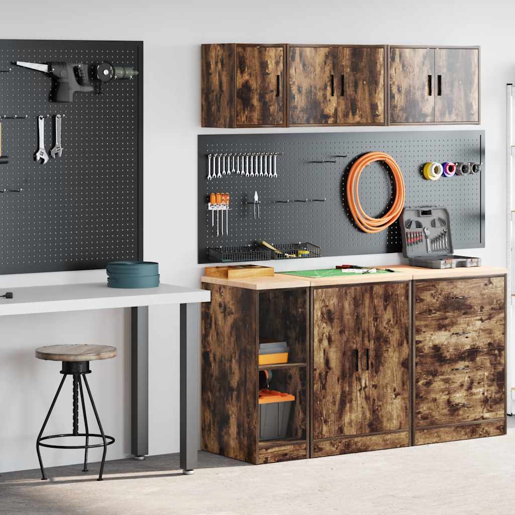 Garage Cabinets 2 pcs Smoked Oak Engineered Wood - Merkel Designers