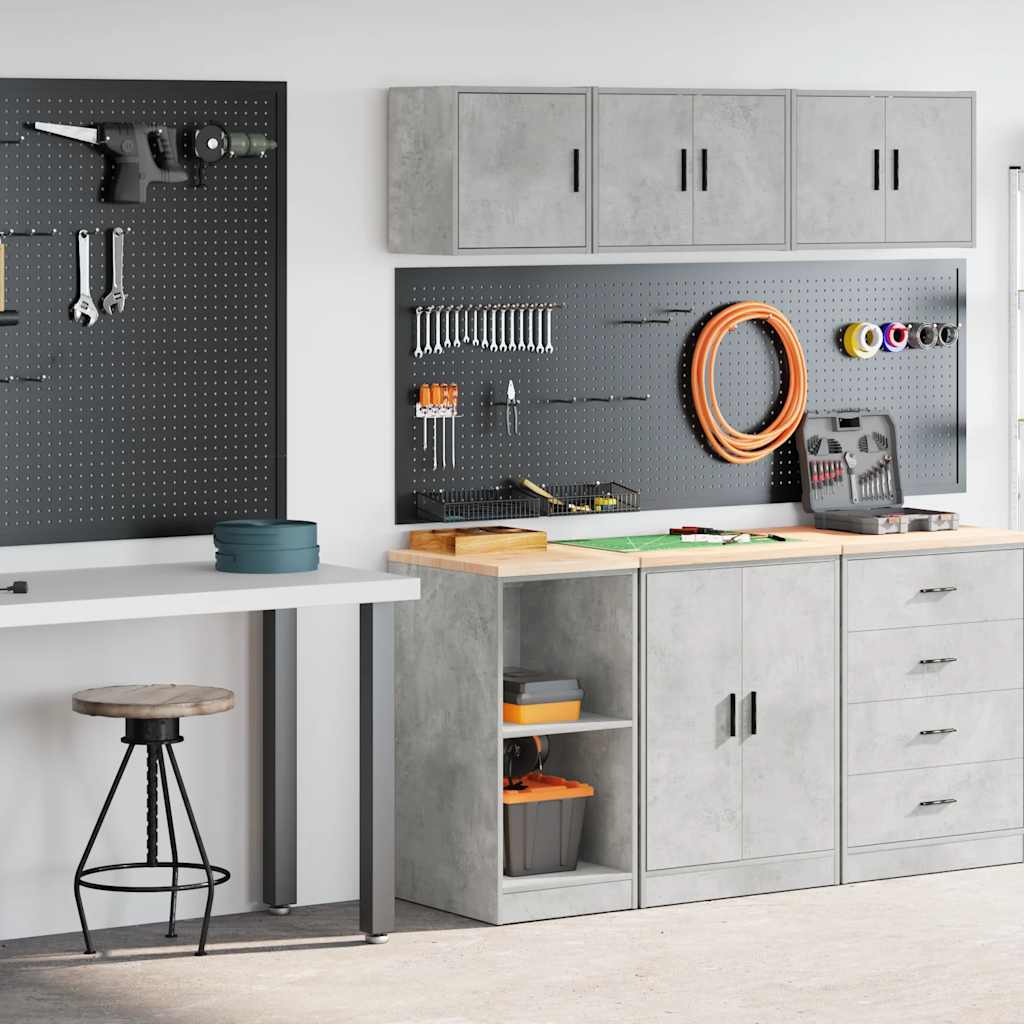 Garage Cabinets 2 pcs Concrete Grey Engineered Wood - Direct Imports