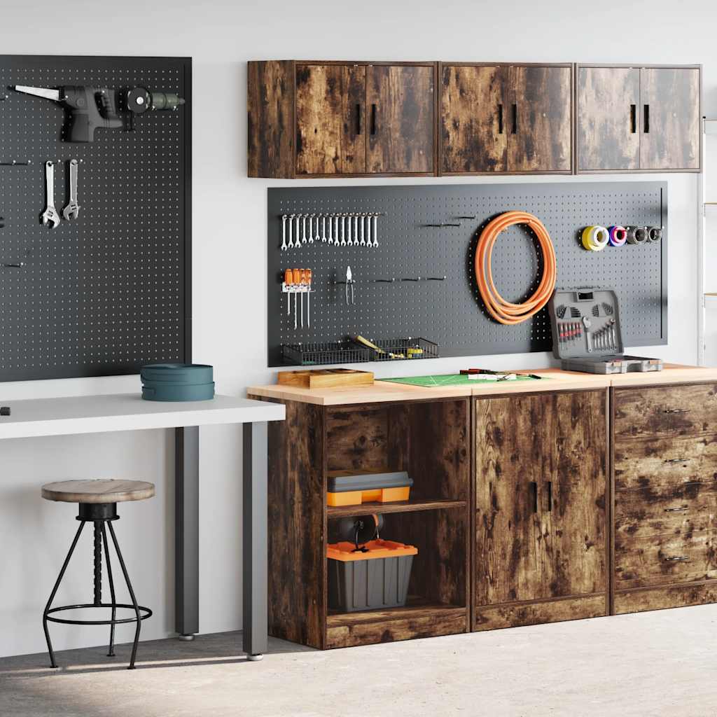 Garage Cabinets 2 pcs Smoked Oak Engineered Wood - The Home Maker