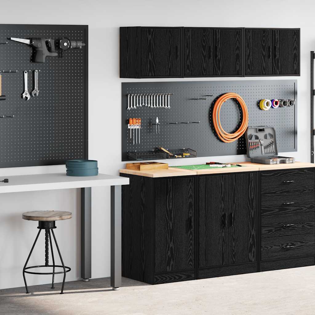 Garage Cabinets 2 pcs Black Engineered Wood - Millennium Furniture