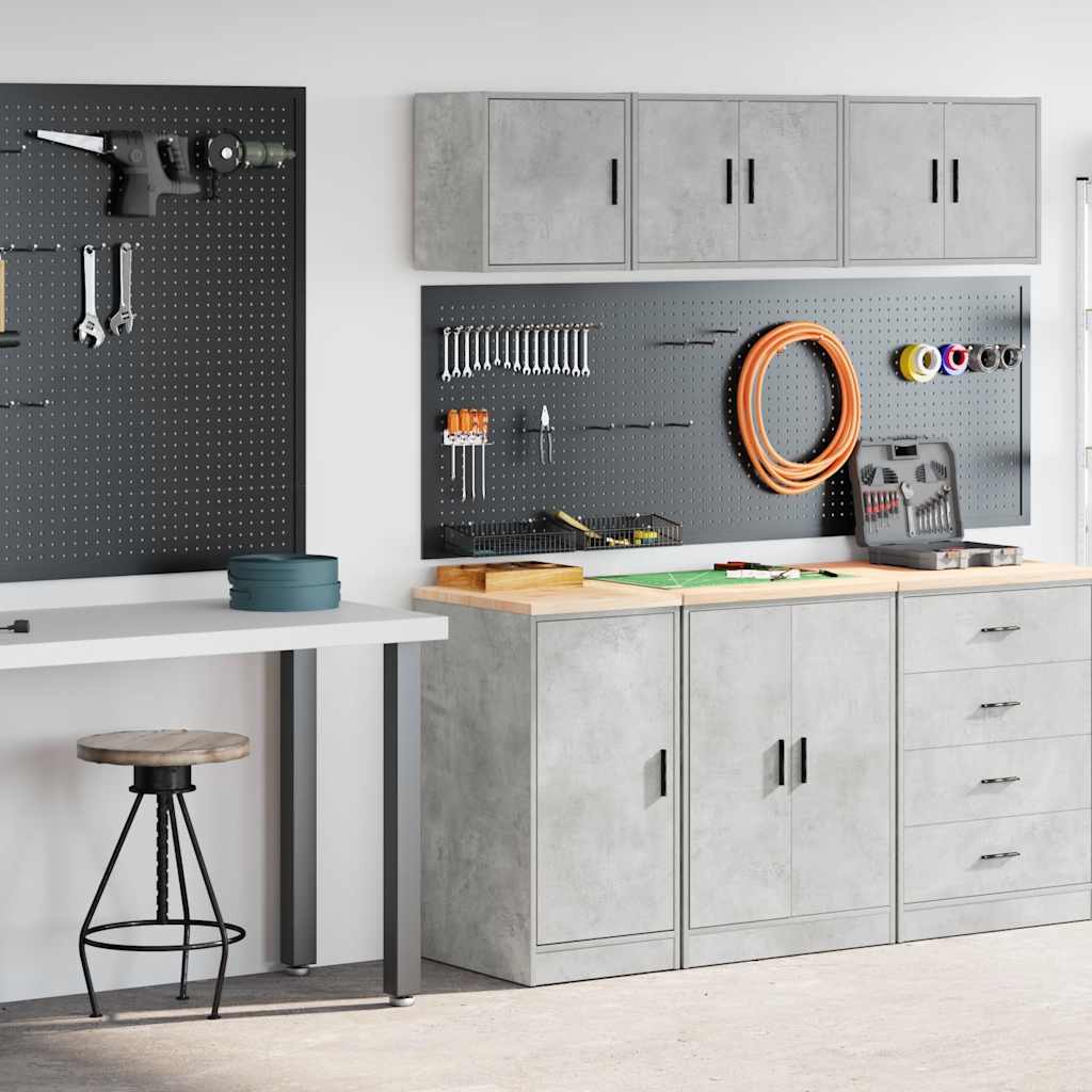 Garage Cabinets 2 pcs Concrete Grey Engineered Wood - Charlotte Dunes