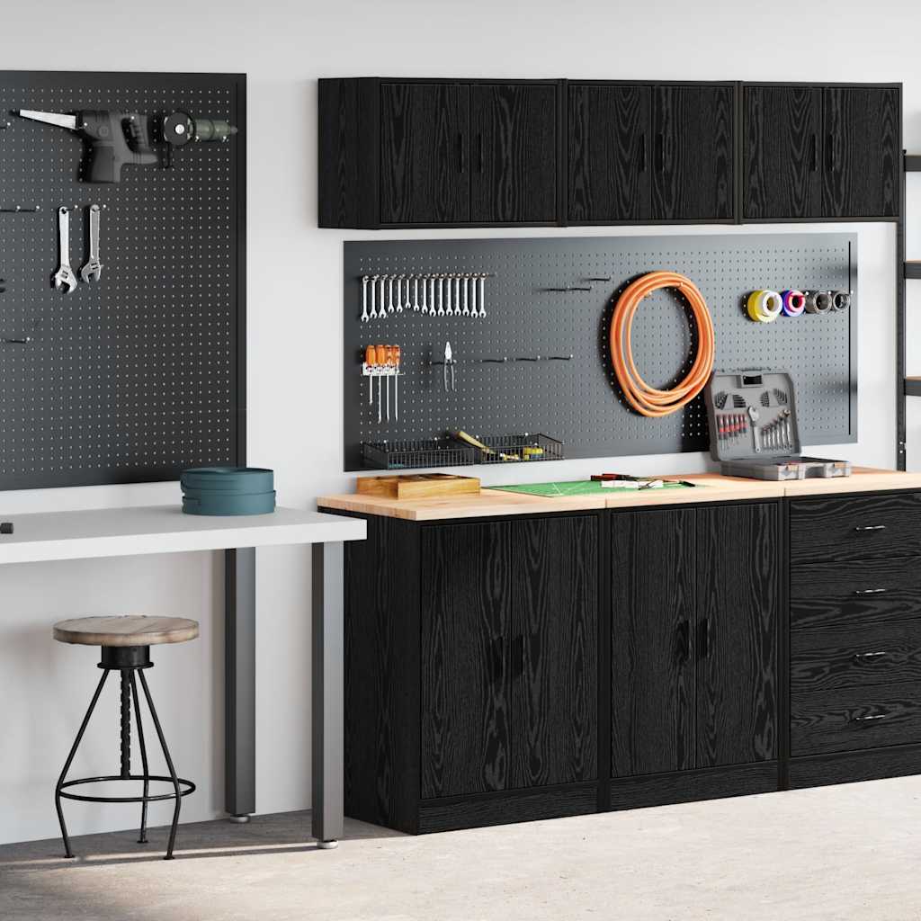 Garage Cabinets 2 pcs Black Engineered Wood - Casper Homes