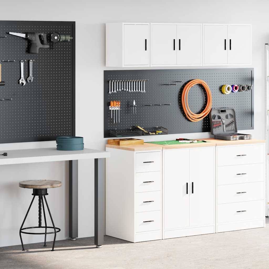 Garage Cabinets 2 pcs White Engineered Wood - Merlin Deals