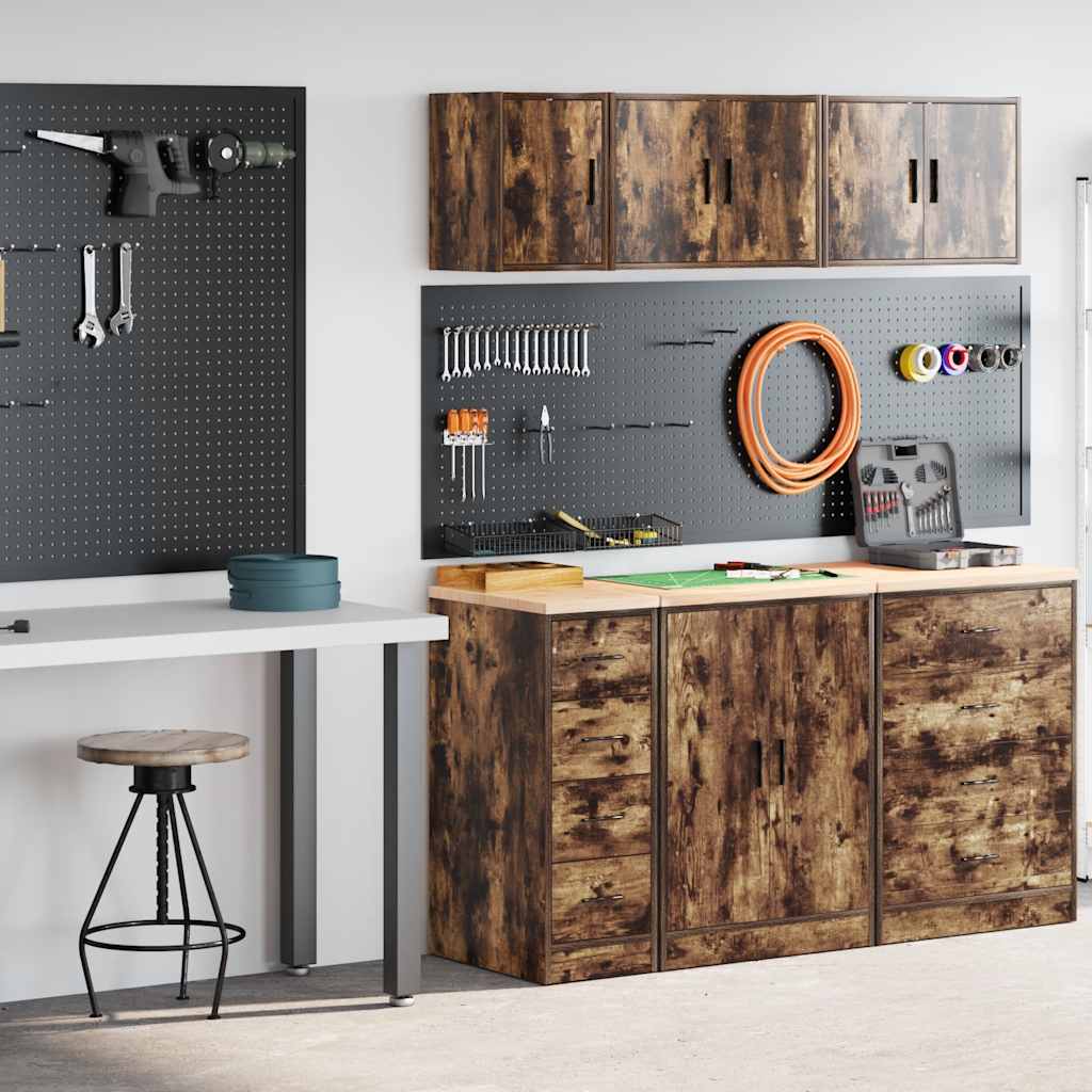 Garage Cabinets 2 pcs Smoked Oak Engineered Wood - Discount Dealers