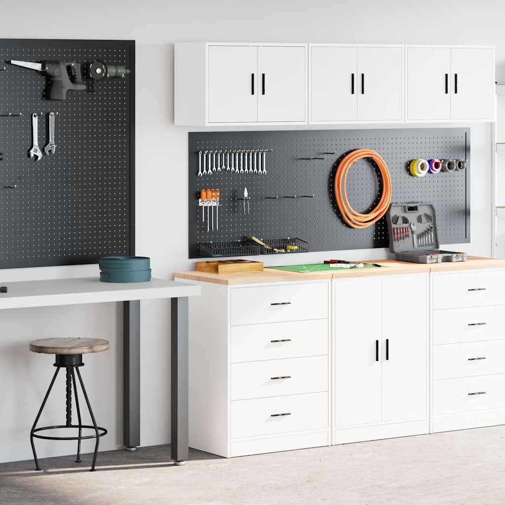 Garage Cabinets 2 pcs White Engineered Wood - The Home Maker