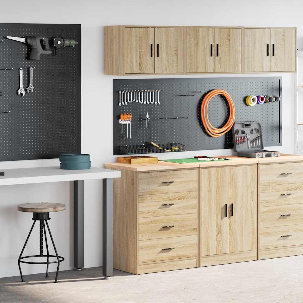 Garage Cabinets 2 pcs Sonoma Oak Engineered Wood - Design Hut