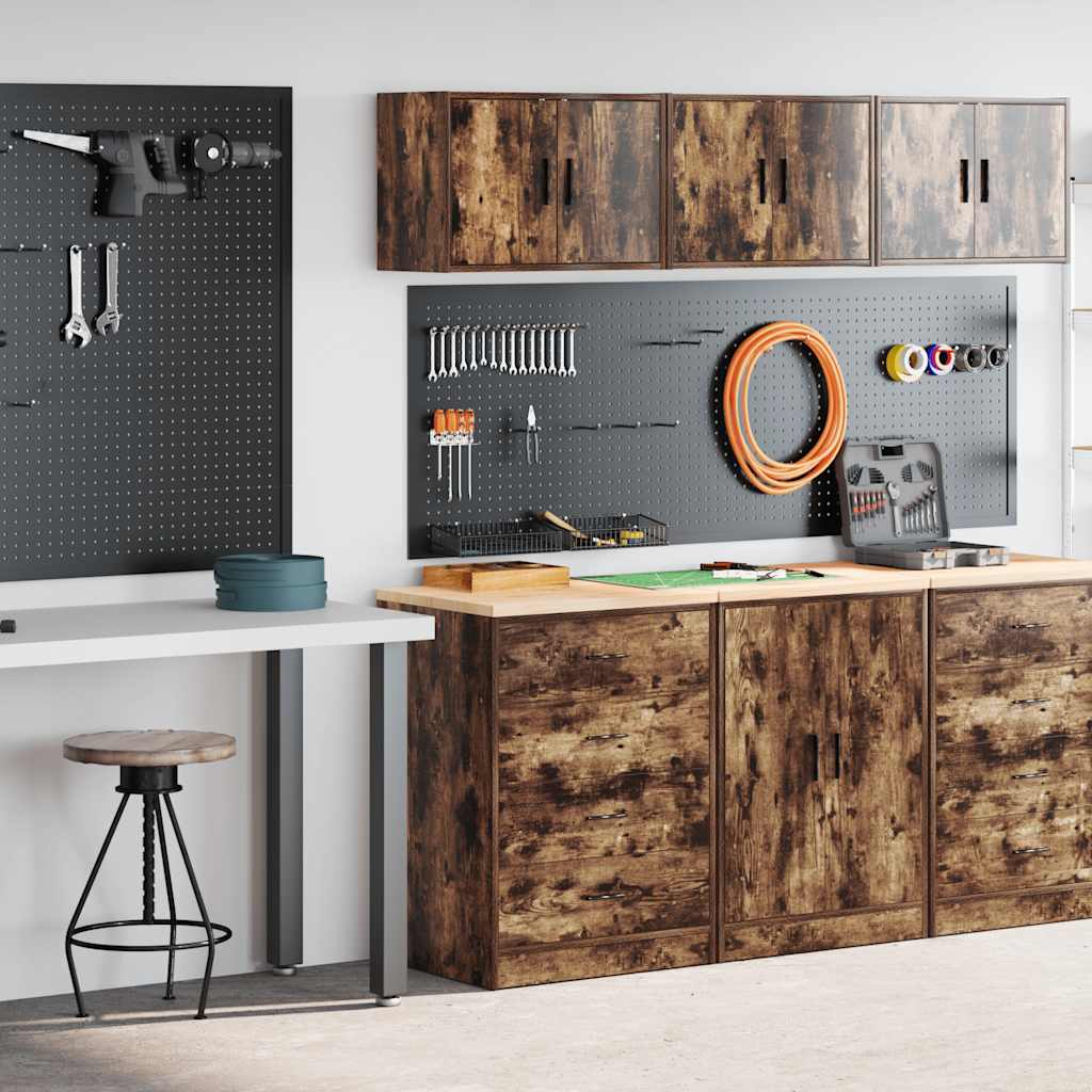 Garage Cabinets 2 pcs Smoked Oak Engineered Wood - Charlotte Dunes