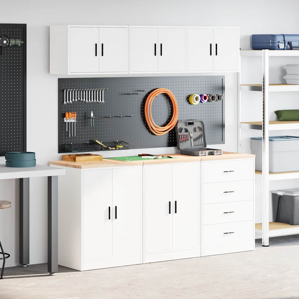 Garage Cabinets 6 pcs White Engineered Wood - Merkel Designers