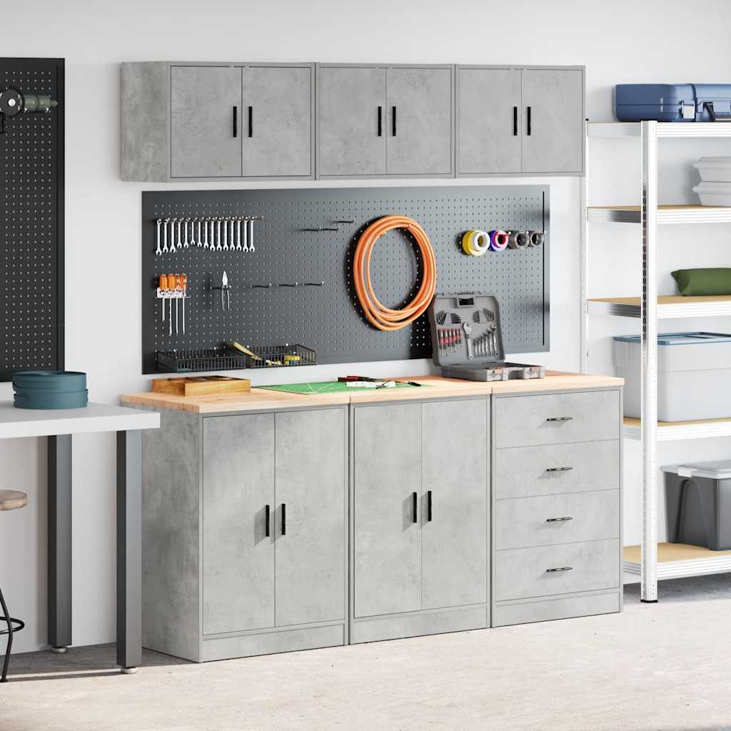 Garage Cabinets 6 pcs Concrete Grey Engineered Wood - Discount Dealers