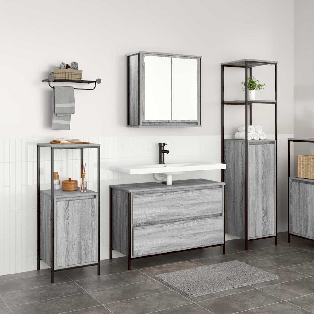 3 Piece Bathroom Furniture Set Grey Sonoma Engineered Wood - All Things Good