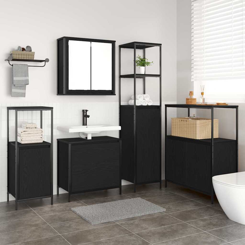 5-Piece Bathroom Furniture Set in Black Oak Engineered Wood - Design Hut