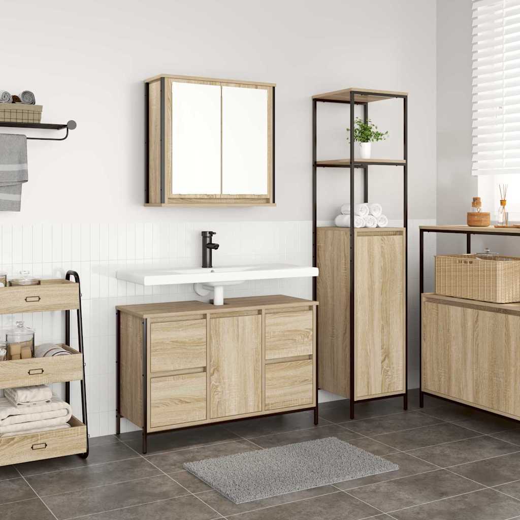 2 Piece Bathroom Furniture Set Sonoma Oak Engineered Wood - Merlin Deals