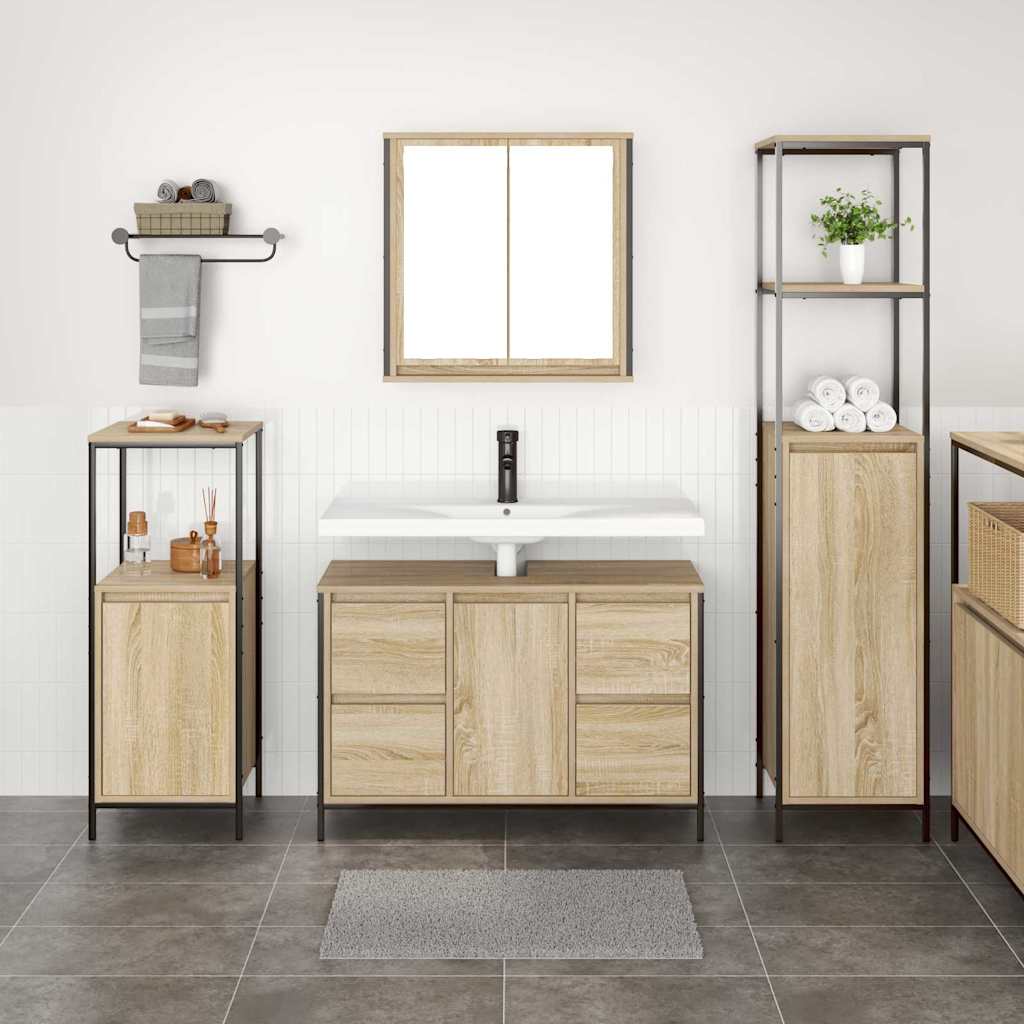 3 Piece Bathroom Furniture Set Sonoma Oak Engineered Wood - Style and Chic