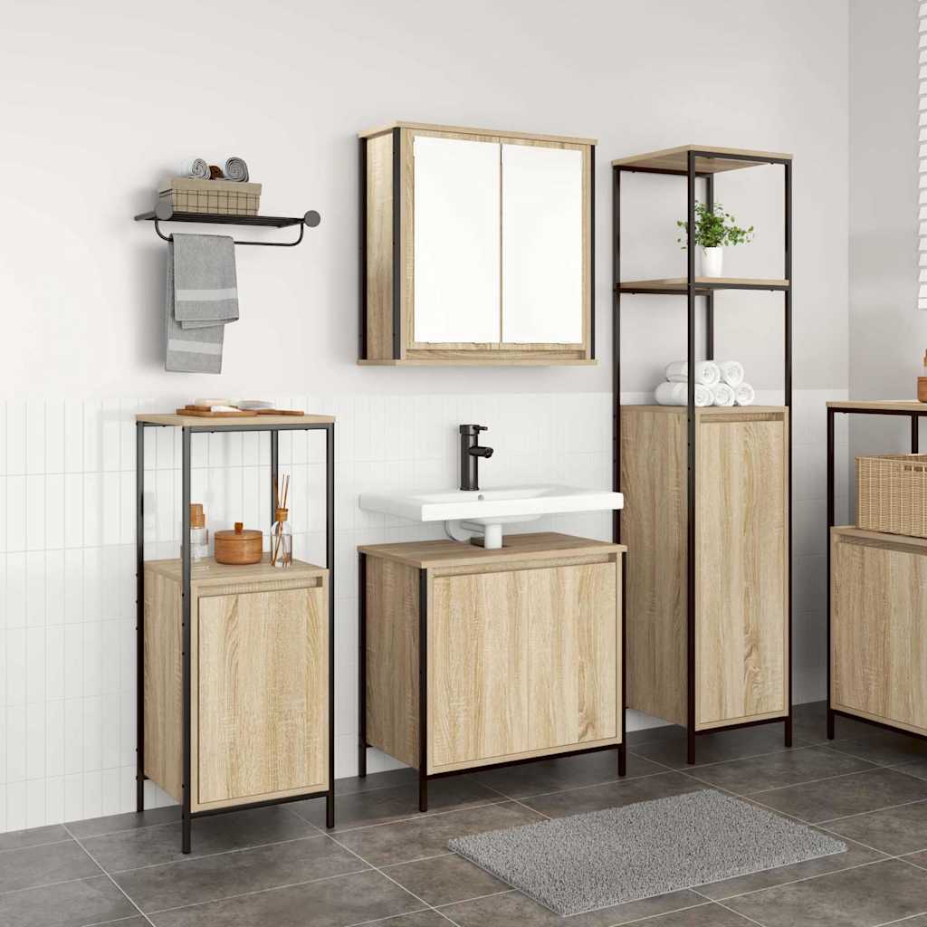 3 Piece Bathroom Furniture Set Sonoma Oak Engineered Wood - Merkel Designers