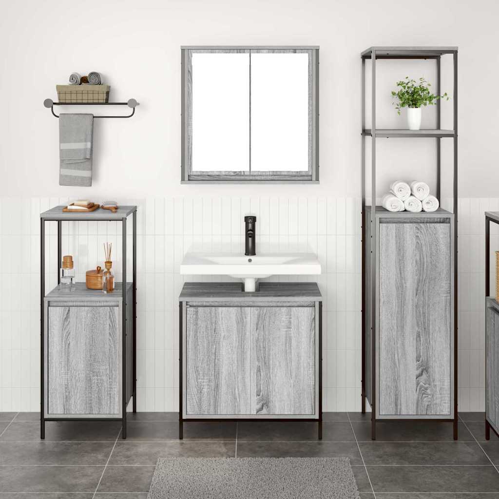 3 Piece Bathroom Furniture Set in Grey Sonoma Engineered Wood - Direct Imports