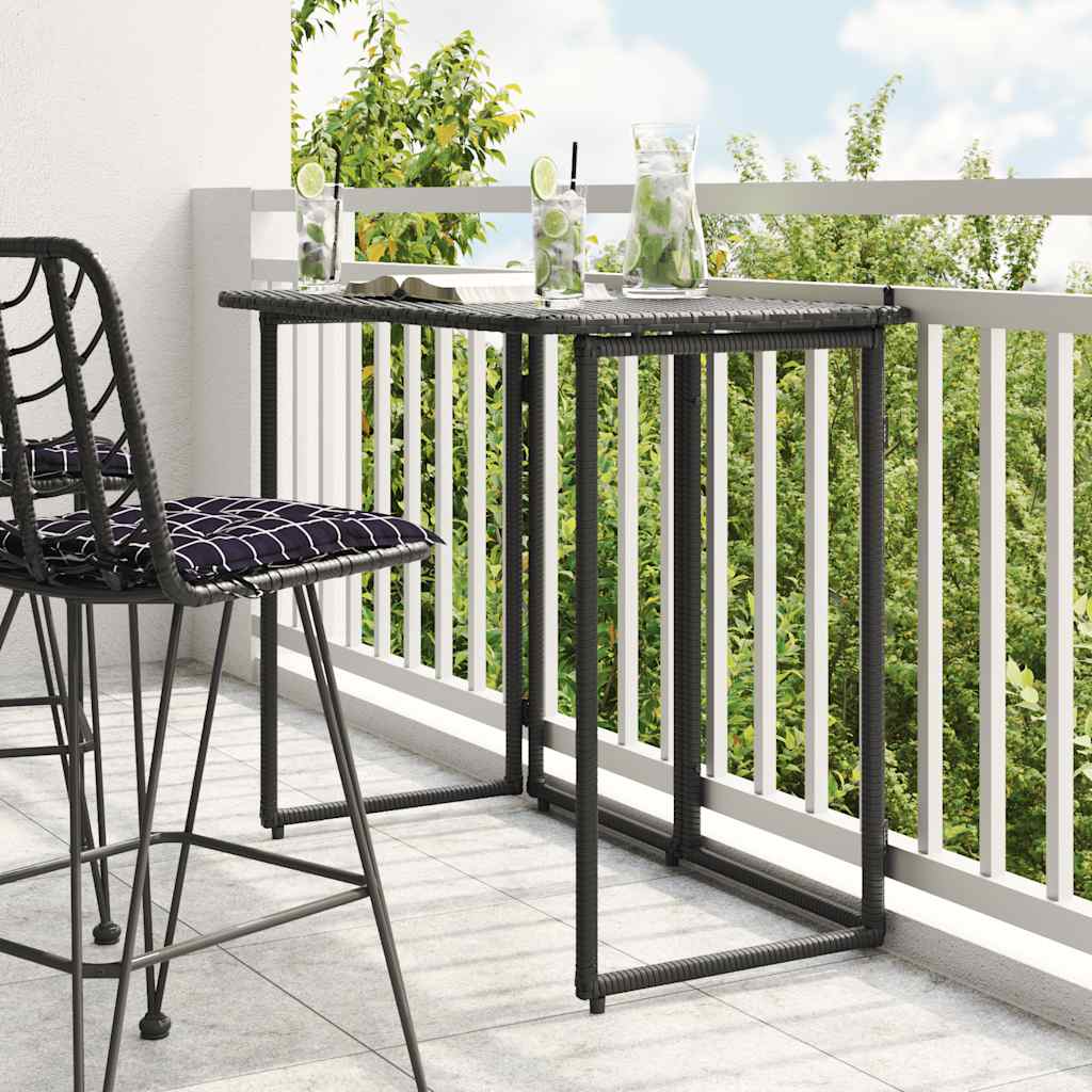Folding Garden Table Black 90x51x75 cm Poly Rattan - Casper Homes