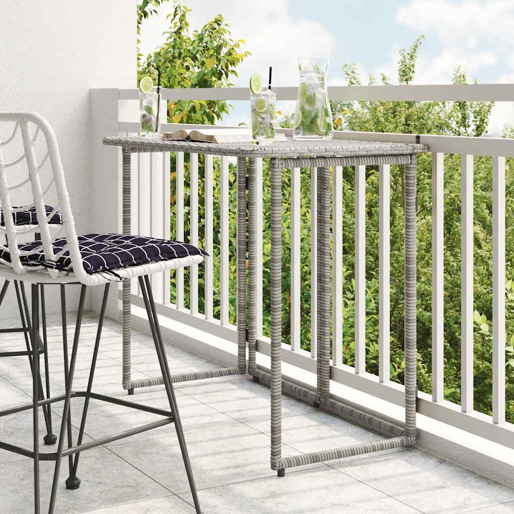 Folding Garden Table Grey 90x51x75 cm Poly Rattan - Sid & Sam