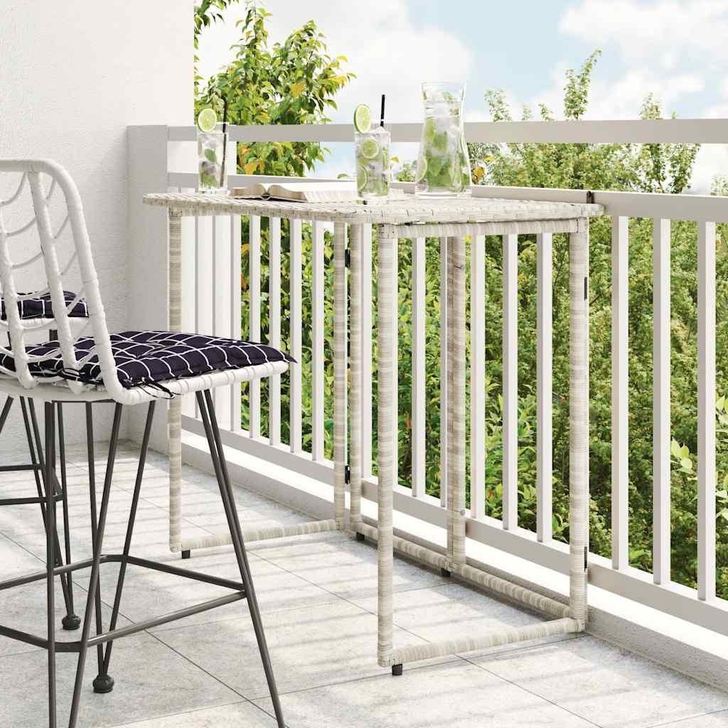 Folding Garden Table Light Grey 90x51x75 cm Poly Rattan - Sid & Sam