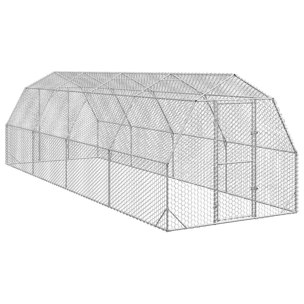 Chicken Run 2.5x8x2.25 m Galvanised Steel - Casper Homes