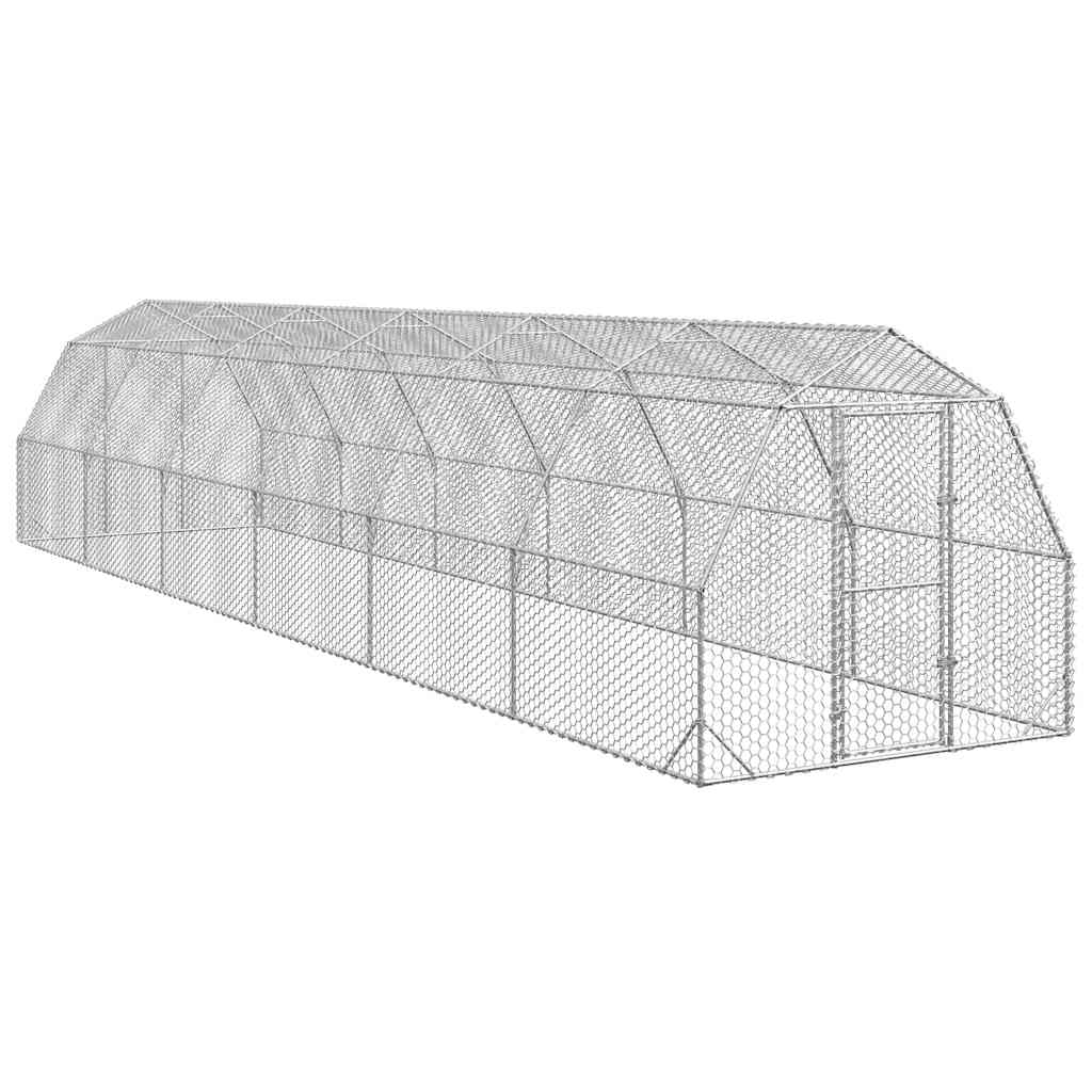 Chicken Run 2.5x12x2.25 m Galvanised Steel - Unbeatable Bargains