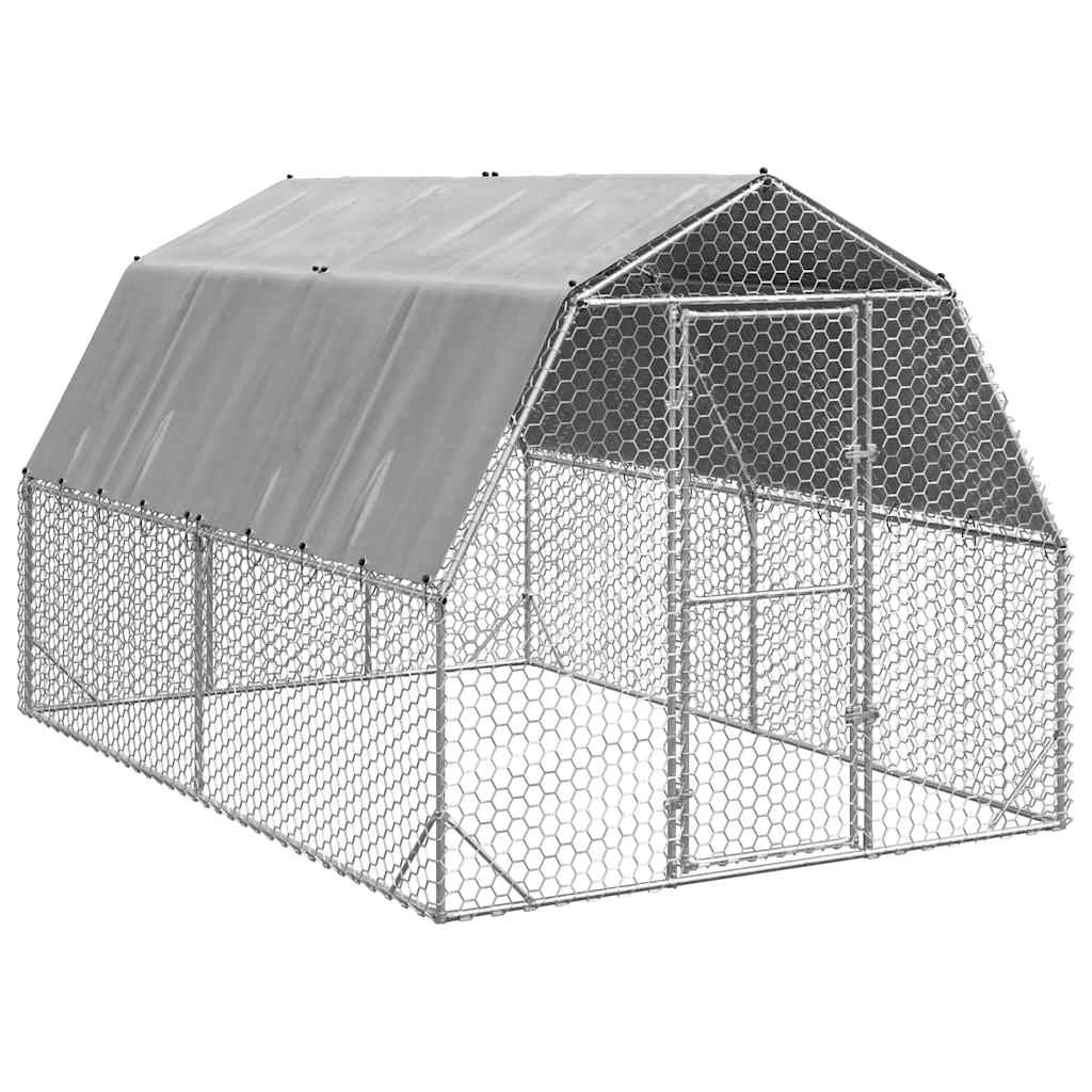 Chicken Run with Roof 2.5x4x2.25 m Galvanised Steel - Millennium Furniture