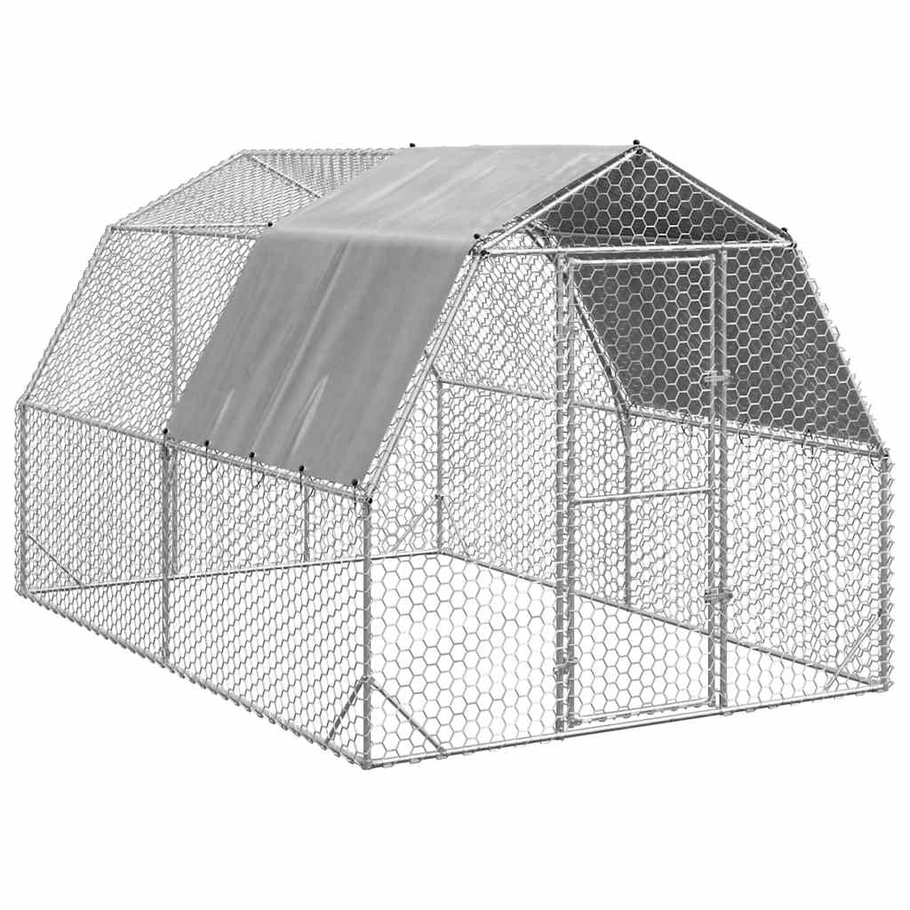 Chicken Run with Roof 2.5x4x2.25 m Galvanised Steel - Casper Homes