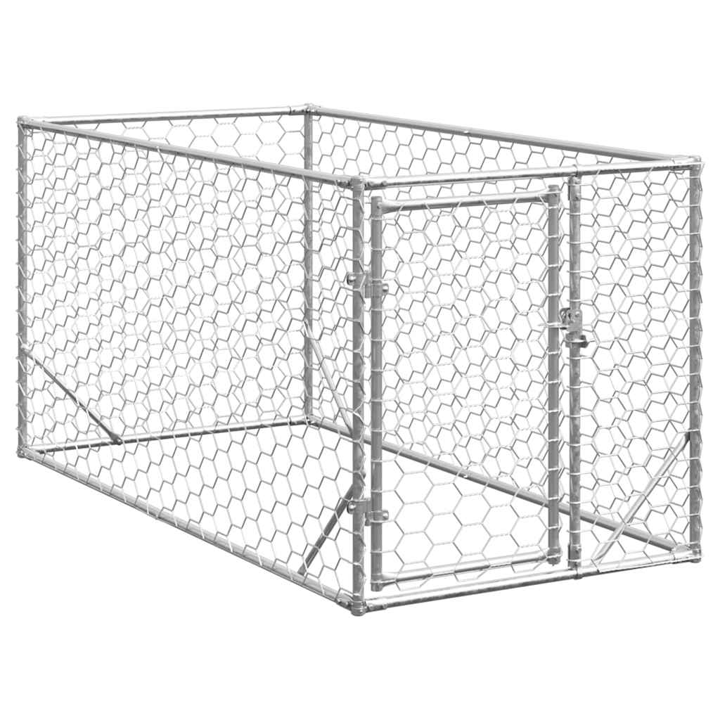 Outdoor Dog Kennel with Door 2x1x1 m Galvanised Steel - Brittle & Co