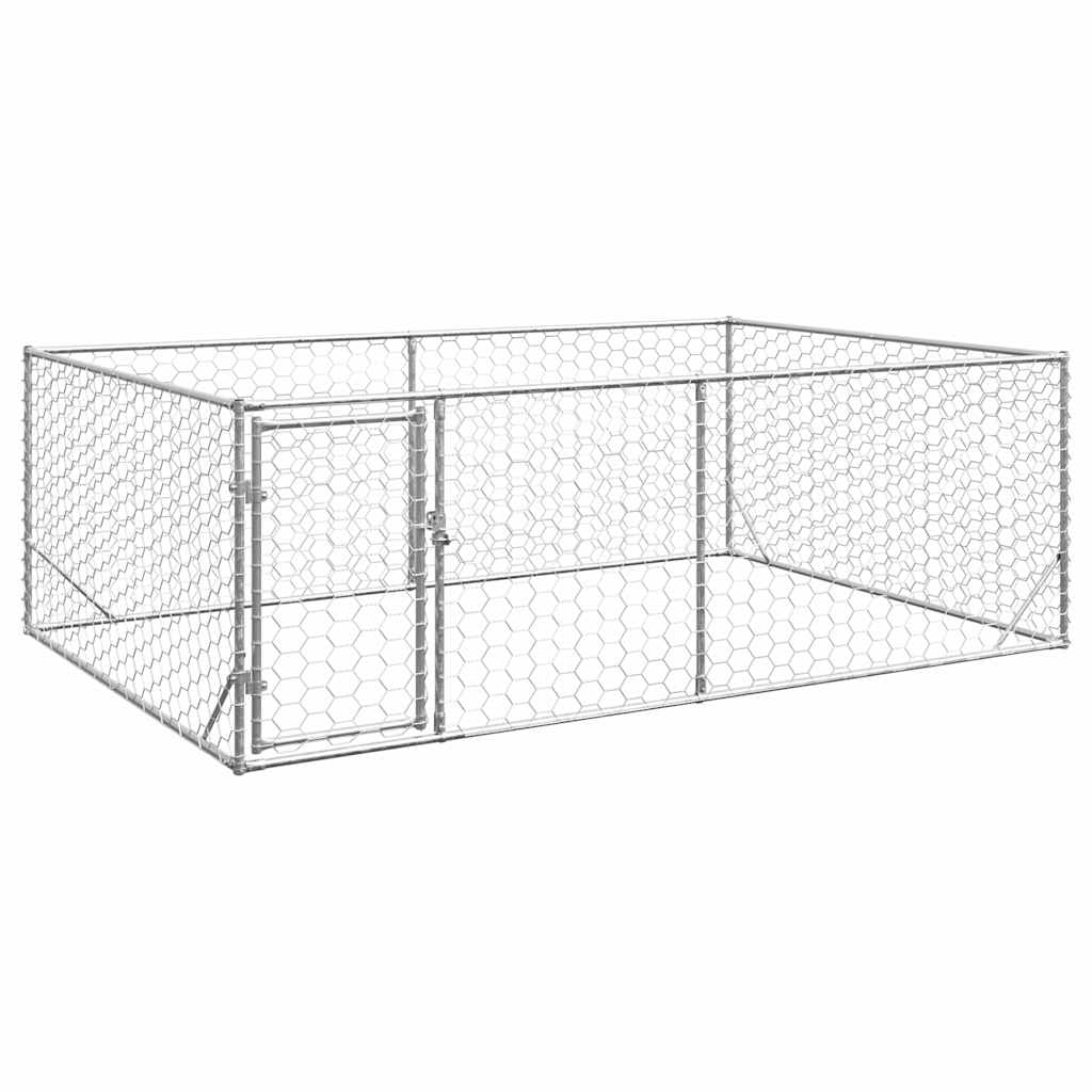 Outdoor Dog Kennel with Door 3x2x1 m Galvanised Steel - All Things Good
