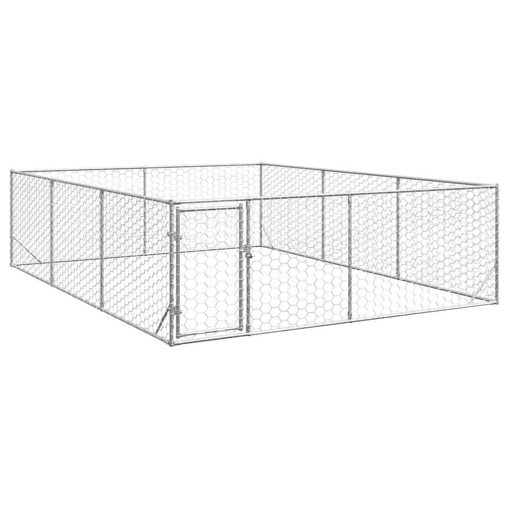 Outdoor Dog Kennel with Door 3x4x1 m Galvanised Steel - Merlin Deals
