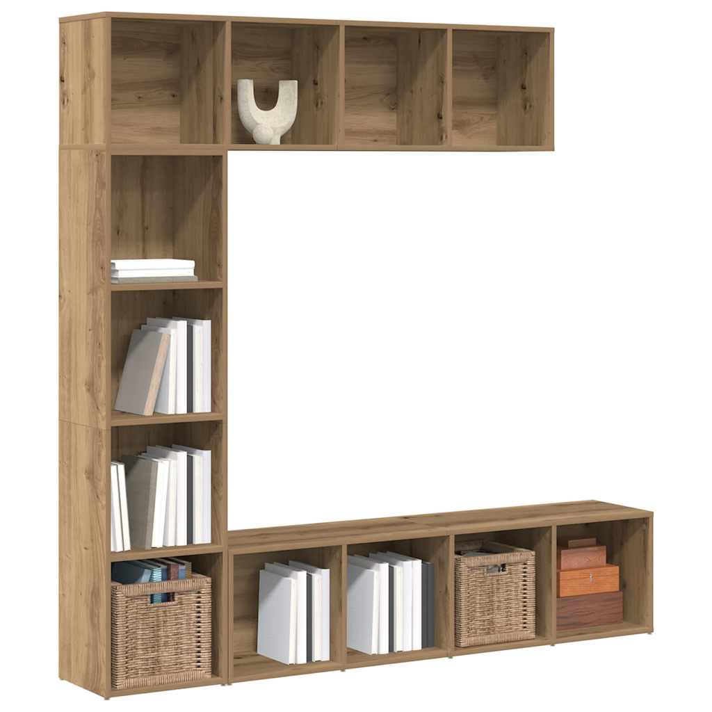 Book Cabinets 3 pcs Artisan Oak Engineered Wood - The Home Maker