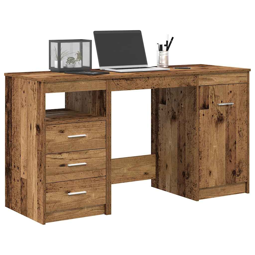 Desk with Cabinet Old Wood Engineered Wood - Decor Base